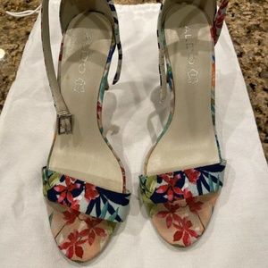 Aldo Ankle Wrap Floral Heels